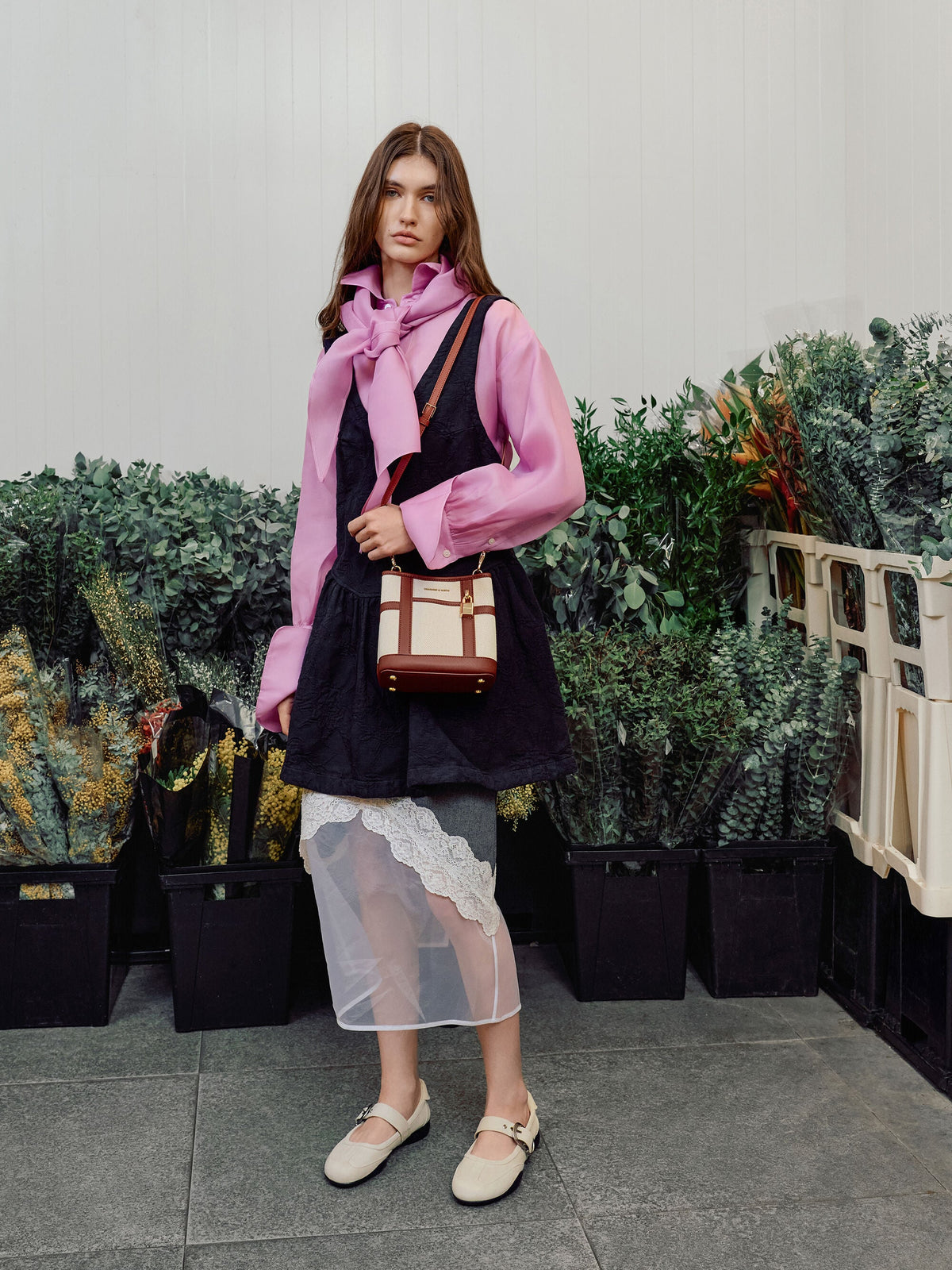 CHARLES & KEITH Quality / Scottie Canvas Bucket Bag - Brick