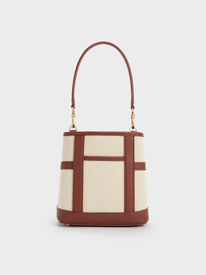 CHARLES & KEITH Quality / Scottie Canvas Bucket Bag - Brick