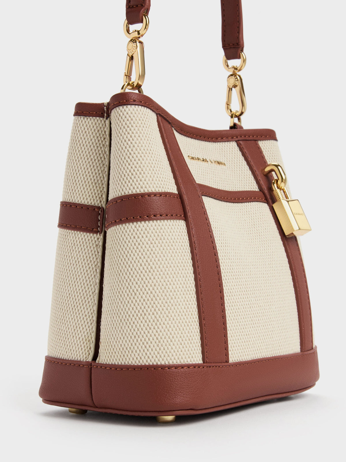 CHARLES & KEITH Quality / Scottie Canvas Bucket Bag - Brick