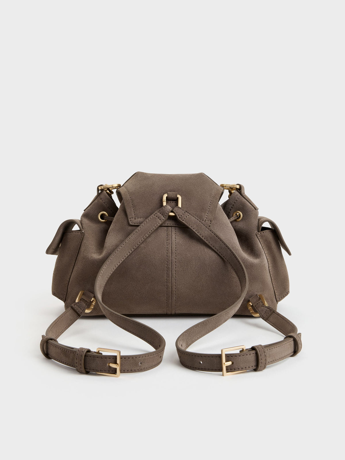 CHARLES & KEITH Essential / Noane Side-Pocket Two-Way Bucket Bag - Stone Grey