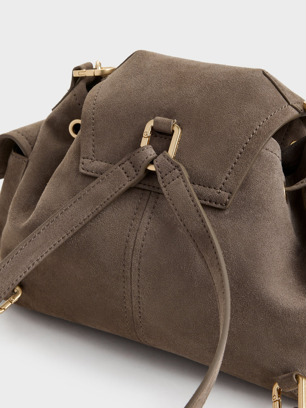 CHARLES & KEITH Essential / Noane Side-Pocket Two-Way Bucket Bag - Stone Grey