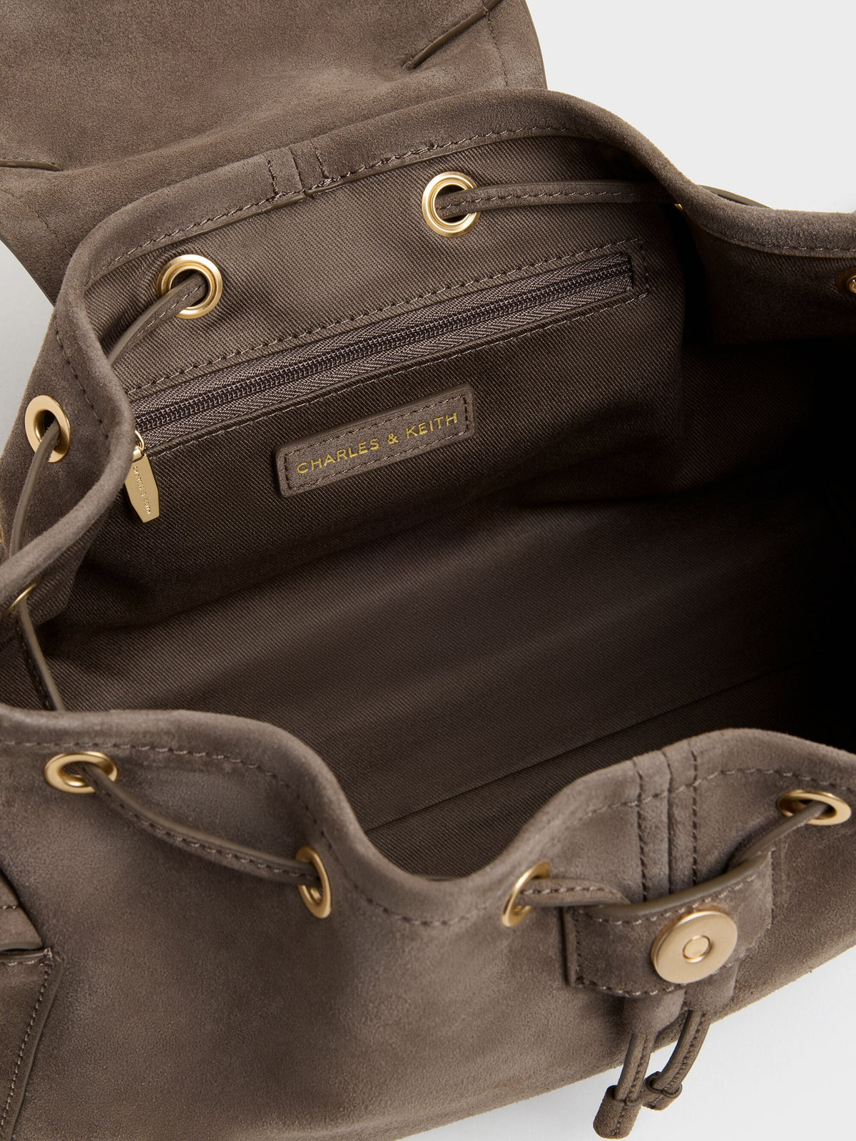 CHARLES & KEITH Essential / Noane Side-Pocket Two-Way Bucket Bag - Stone Grey