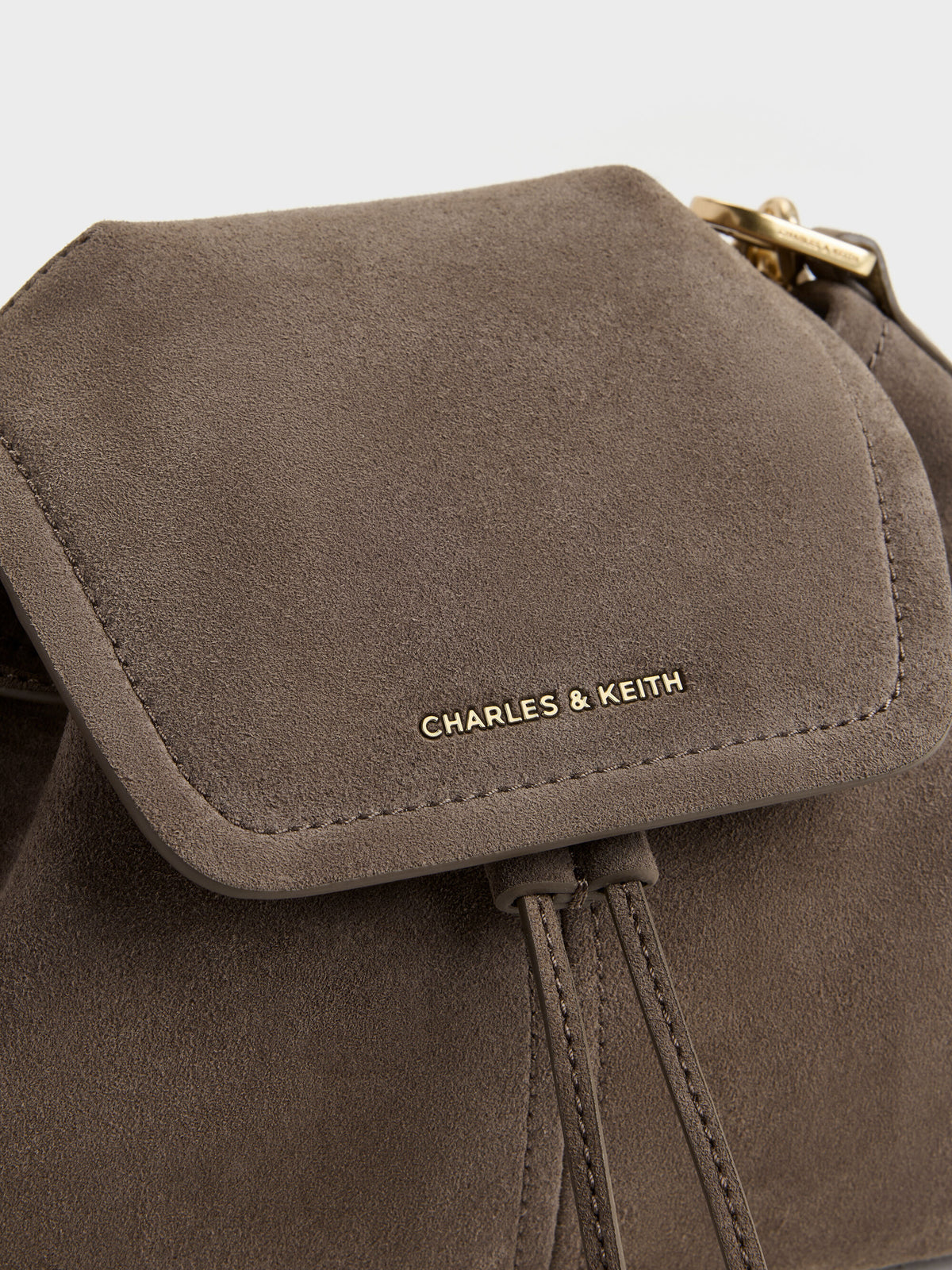 CHARLES & KEITH Essential / Noane Side-Pocket Two-Way Bucket Bag - Stone Grey