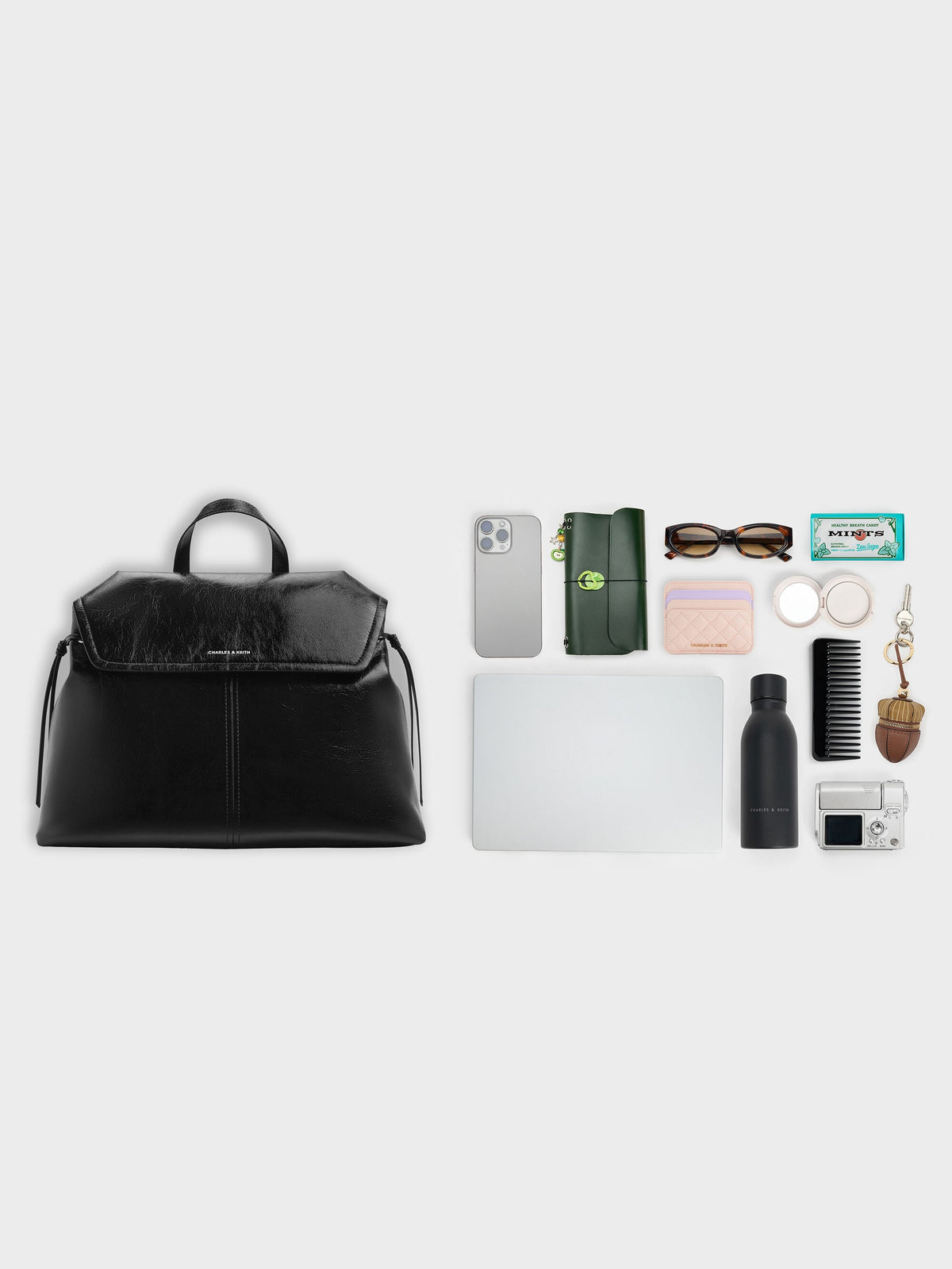 CHARLES & KEITH Classic / XL Noane Backpack - Noir