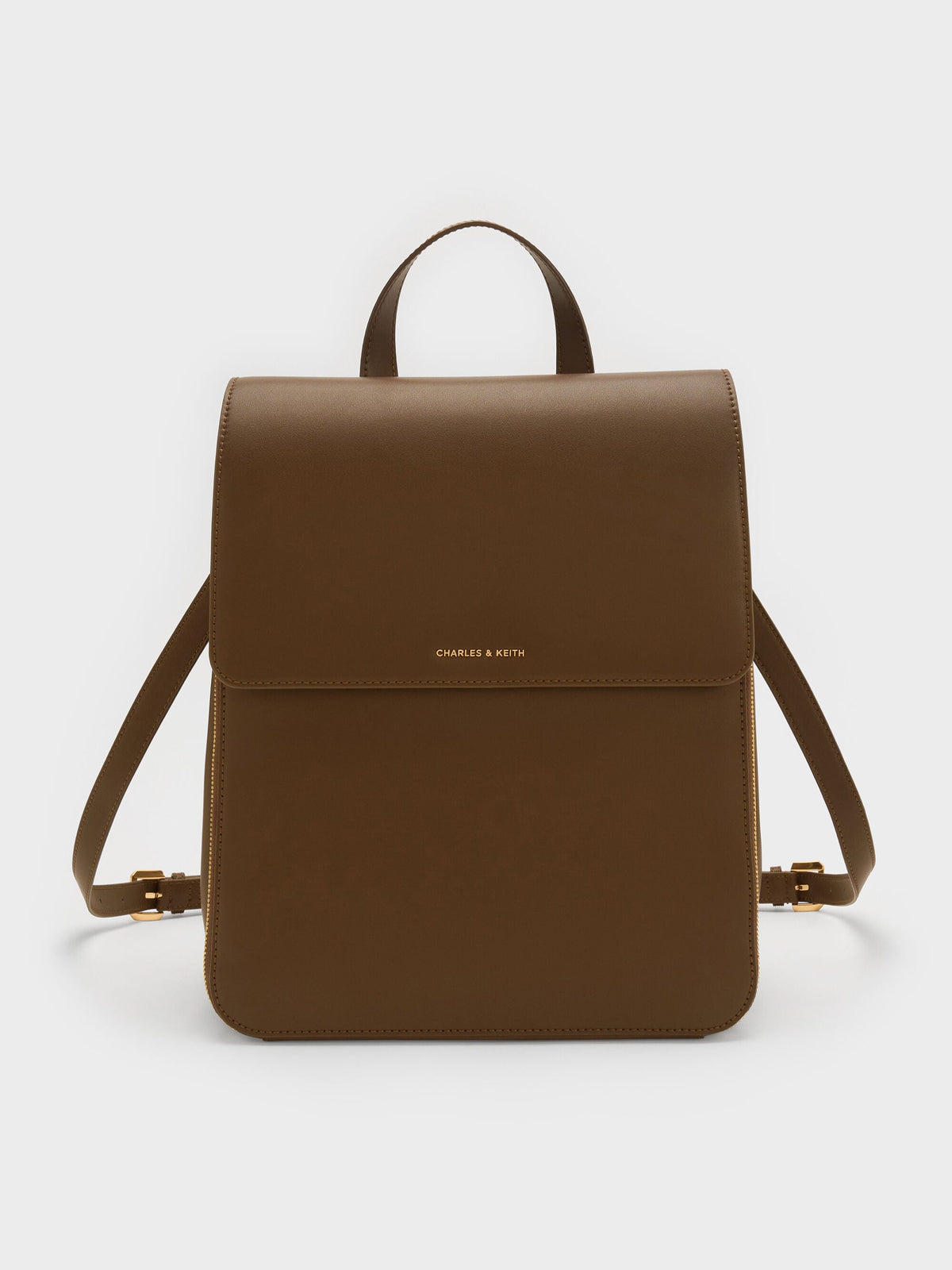 CHARLES & KEITH Top Pick / Octavia Front-Flap Backpack - Dark Brown