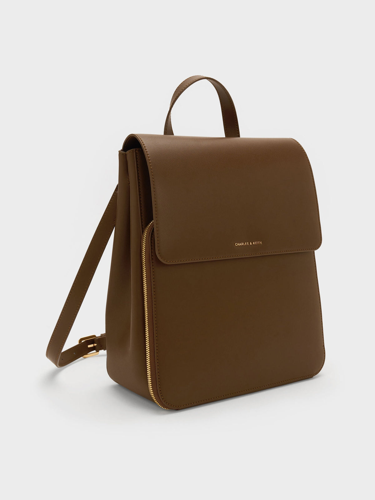 CHARLES & KEITH Top Pick / Octavia Front-Flap Backpack - Dark Brown