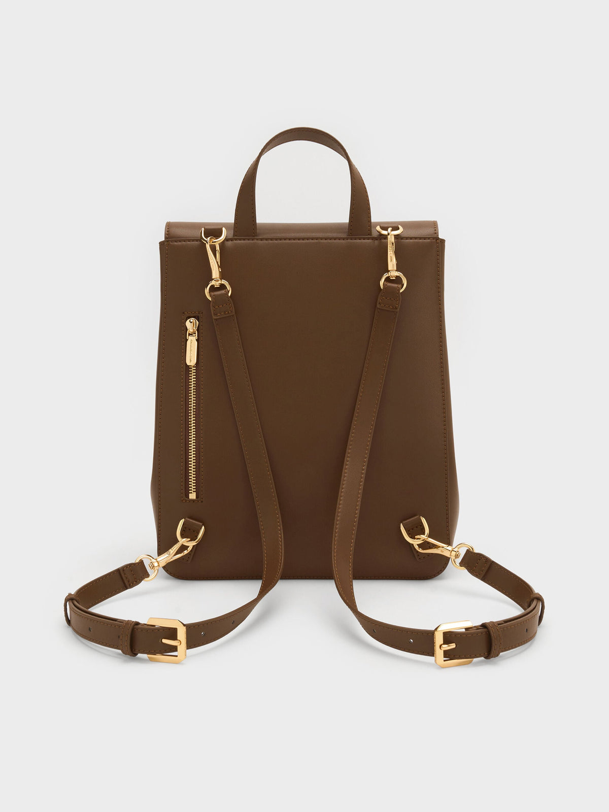 CHARLES & KEITH Top Pick / Octavia Front-Flap Backpack - Dark Brown