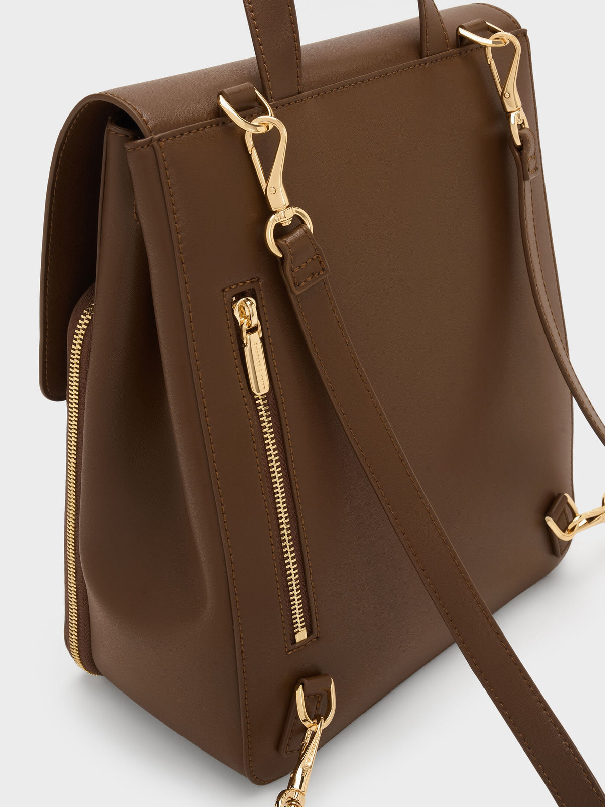 CHARLES & KEITH Top Pick / Octavia Front-Flap Backpack - Dark Brown