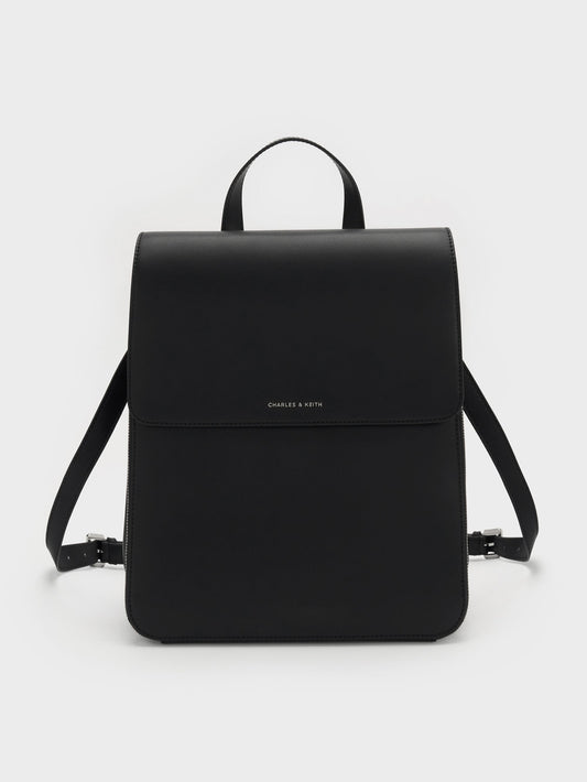 CHARLES & KEITH Hot Sale / Octavia Front-Flap Backpack - Noir