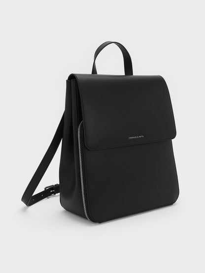 CHARLES & KEITH Hot Sale / Octavia Front-Flap Backpack - Noir