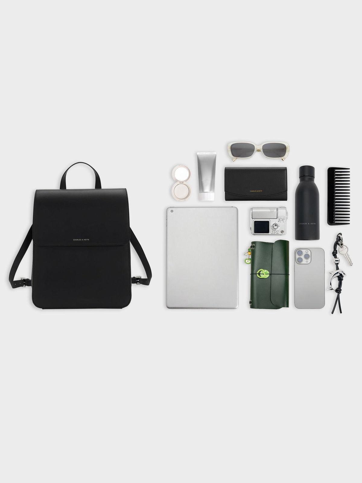 CHARLES & KEITH Hot Sale / Octavia Front-Flap Backpack - Noir