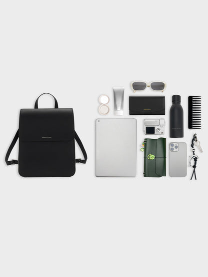 CHARLES & KEITH Hot Sale / Octavia Front-Flap Backpack - Noir