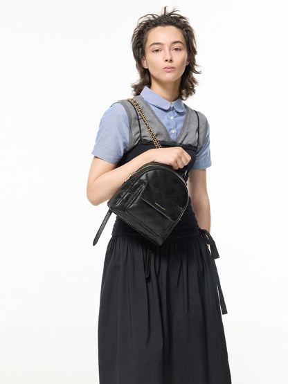 CHARLES & KEITH Everyday / Alva Quilted Front-Pocket Backpack - Black