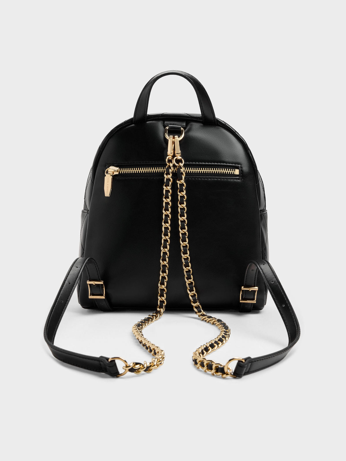 CHARLES & KEITH Everyday / Alva Quilted Front-Pocket Backpack - Black