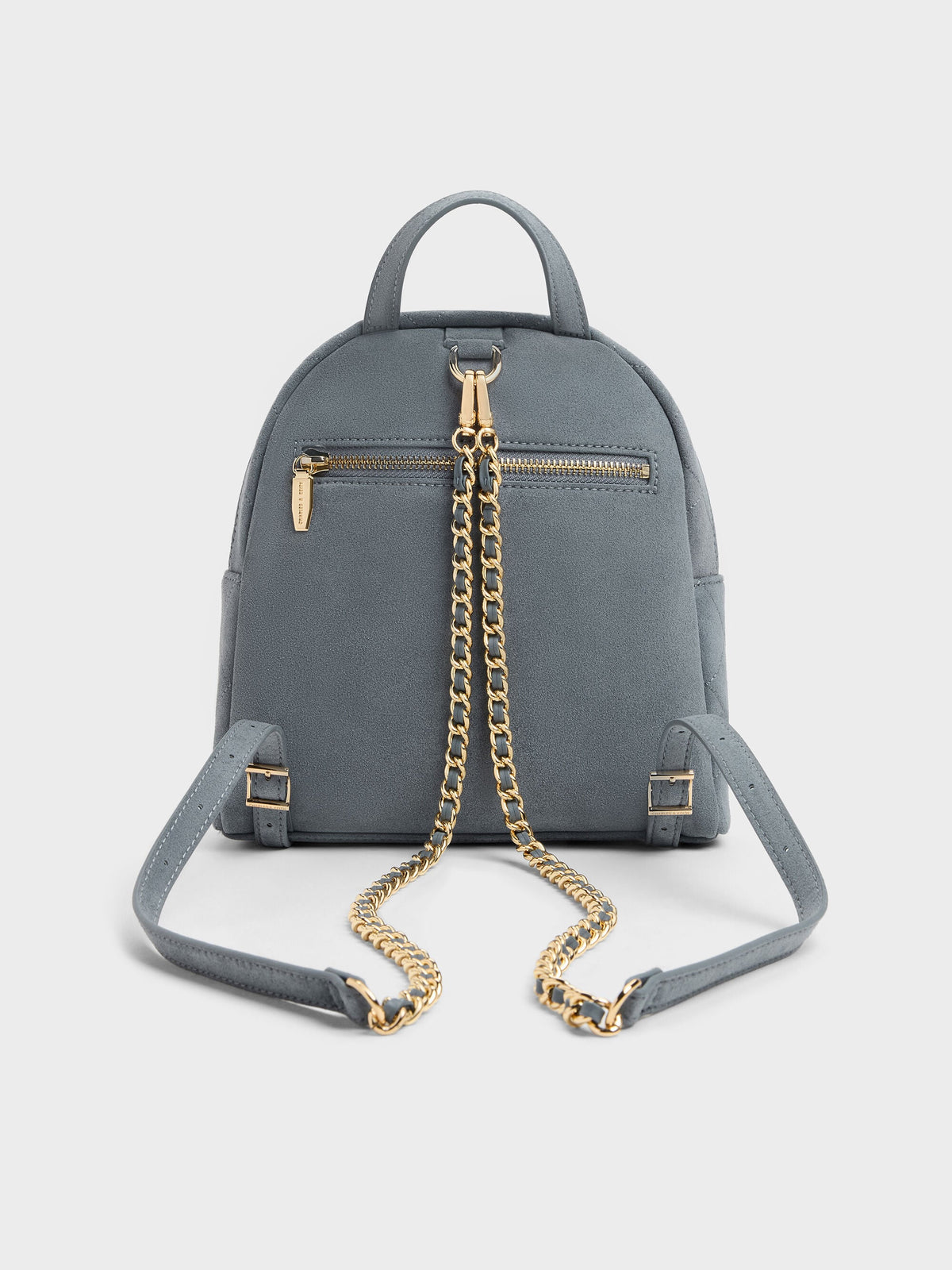 CHARLES & KEITH Best Seller / Alva Quilted Front-Pocket Backpack - Smoky Blue