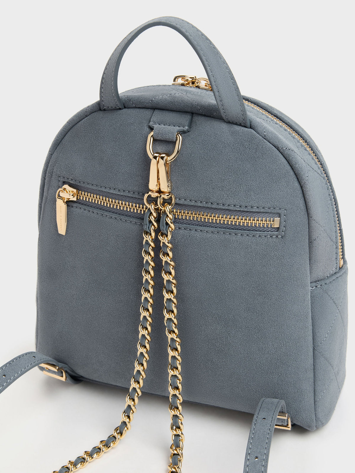 CHARLES & KEITH Best Seller / Alva Quilted Front-Pocket Backpack - Smoky Blue