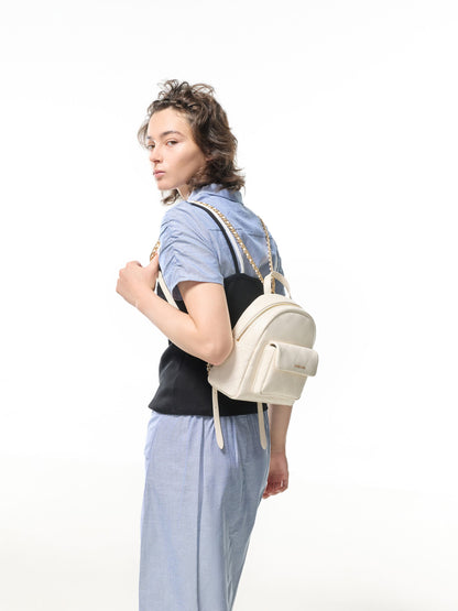 CHARLES & KEITH New / Alva Quilted Front-Pocket Backpack - Cream