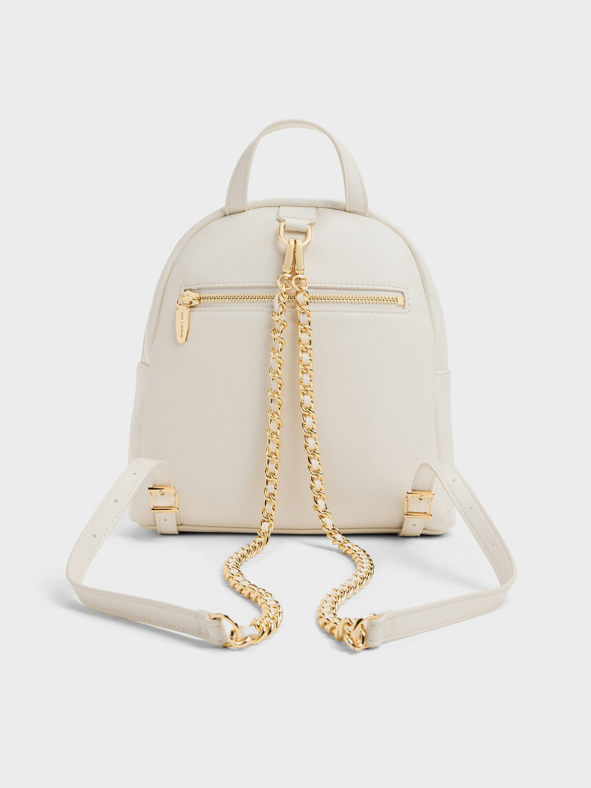 CHARLES & KEITH New / Alva Quilted Front-Pocket Backpack - Cream
