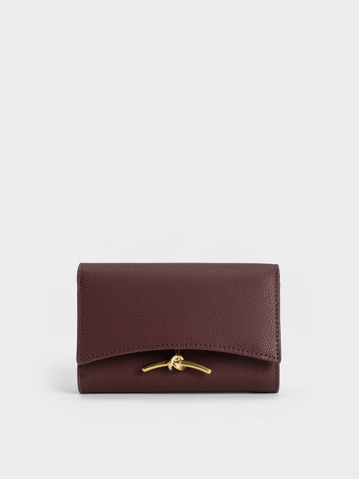 CHARLES & KEITH Classic / Huxley Metallic-Knot Wallet - Dark Chocolate