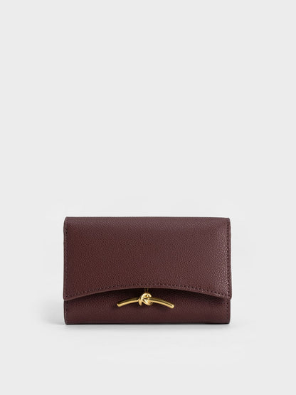 CHARLES & KEITH Classic / Huxley Metallic-Knot Wallet - Dark Chocolate