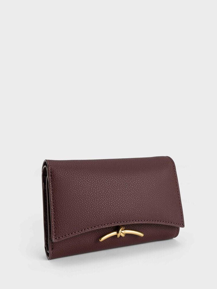 CHARLES & KEITH Classic / Huxley Metallic-Knot Wallet - Dark Chocolate