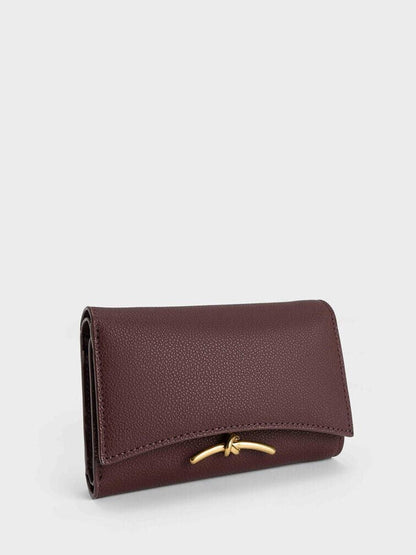 CHARLES & KEITH Classic / Huxley Metallic-Knot Wallet - Dark Chocolate