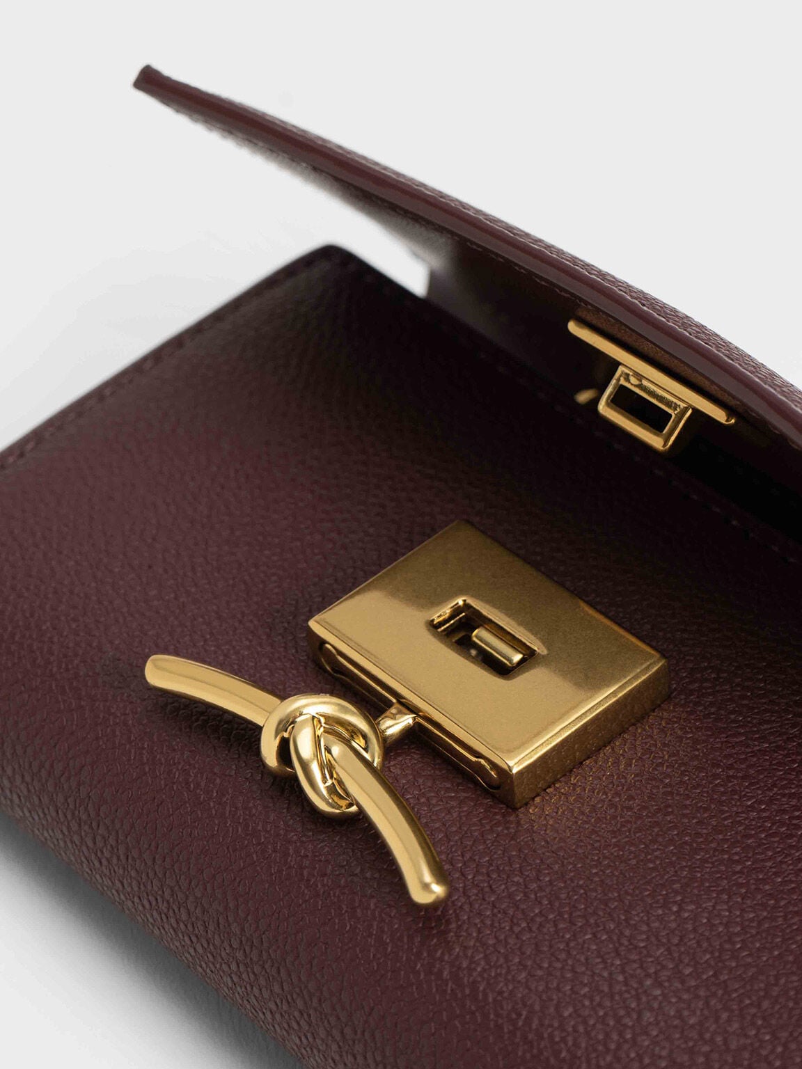 CHARLES & KEITH Classic / Huxley Metallic-Knot Wallet - Dark Chocolate