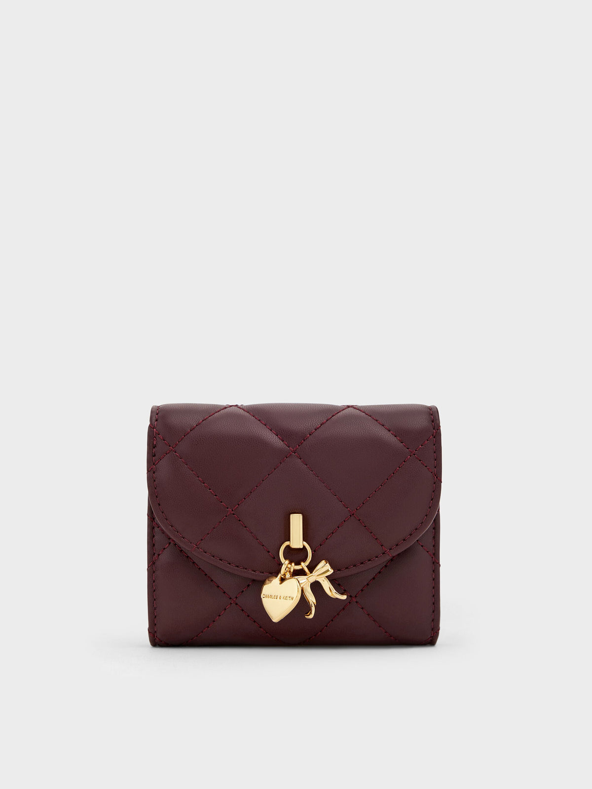 CHARLES & KEITH Sale / Arrietty Quilted Curved-Flap Wallet - Wineberry Red