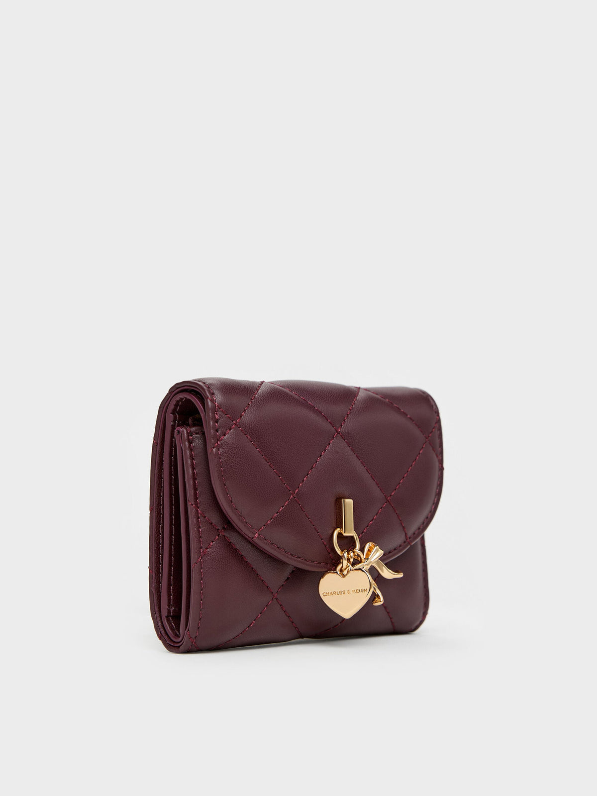CHARLES & KEITH Sale / Arrietty Quilted Curved-Flap Wallet - Wineberry Red