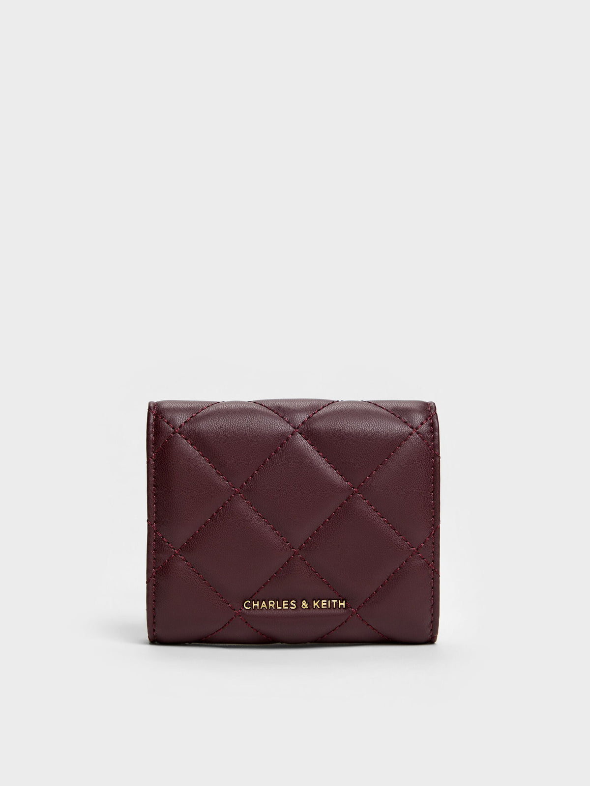 CHARLES & KEITH Sale / Arrietty Quilted Curved-Flap Wallet - Wineberry Red