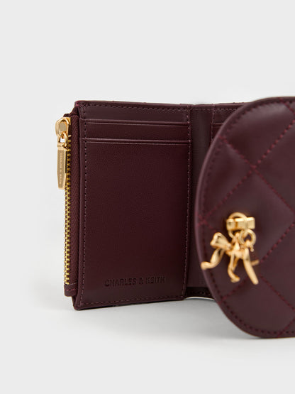 CHARLES & KEITH Sale / Arrietty Quilted Curved-Flap Wallet - Wineberry Red