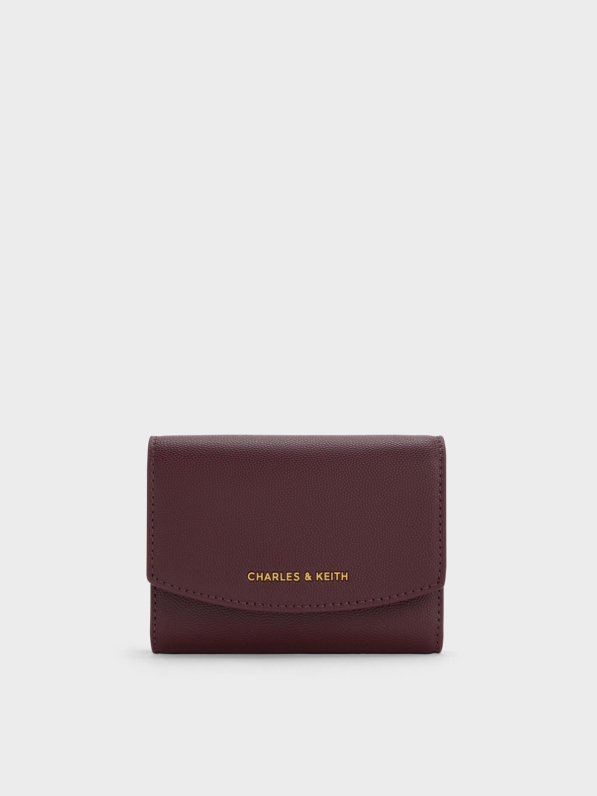 CHARLES & KEITH Top Pick / Briony Curved Flap Wallet - Wineberry Red
