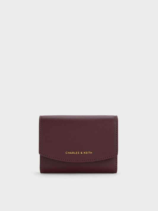 CHARLES & KEITH Top Pick / Briony Curved Flap Wallet - Wineberry Red