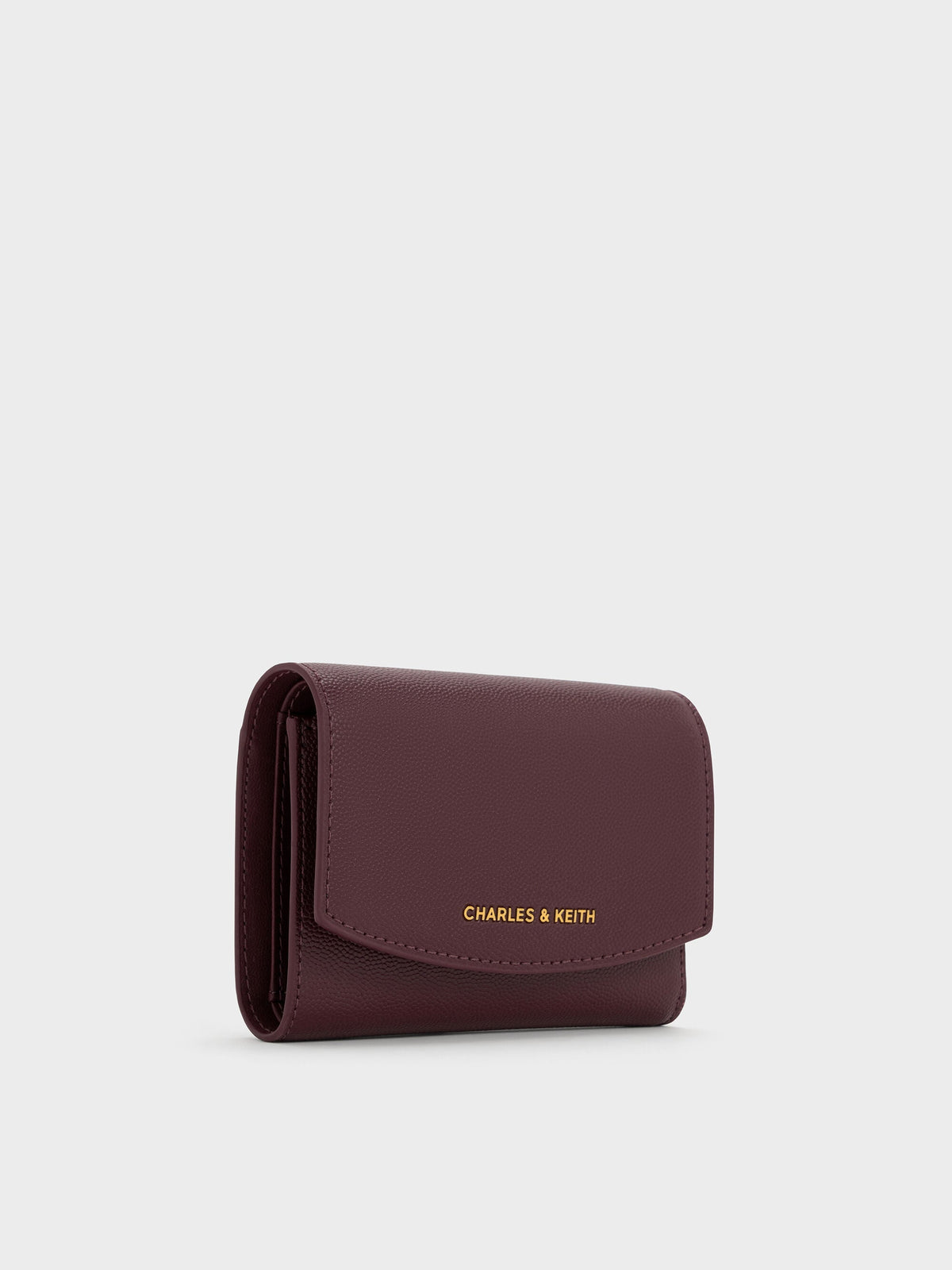CHARLES & KEITH Top Pick / Briony Curved Flap Wallet - Wineberry Red
