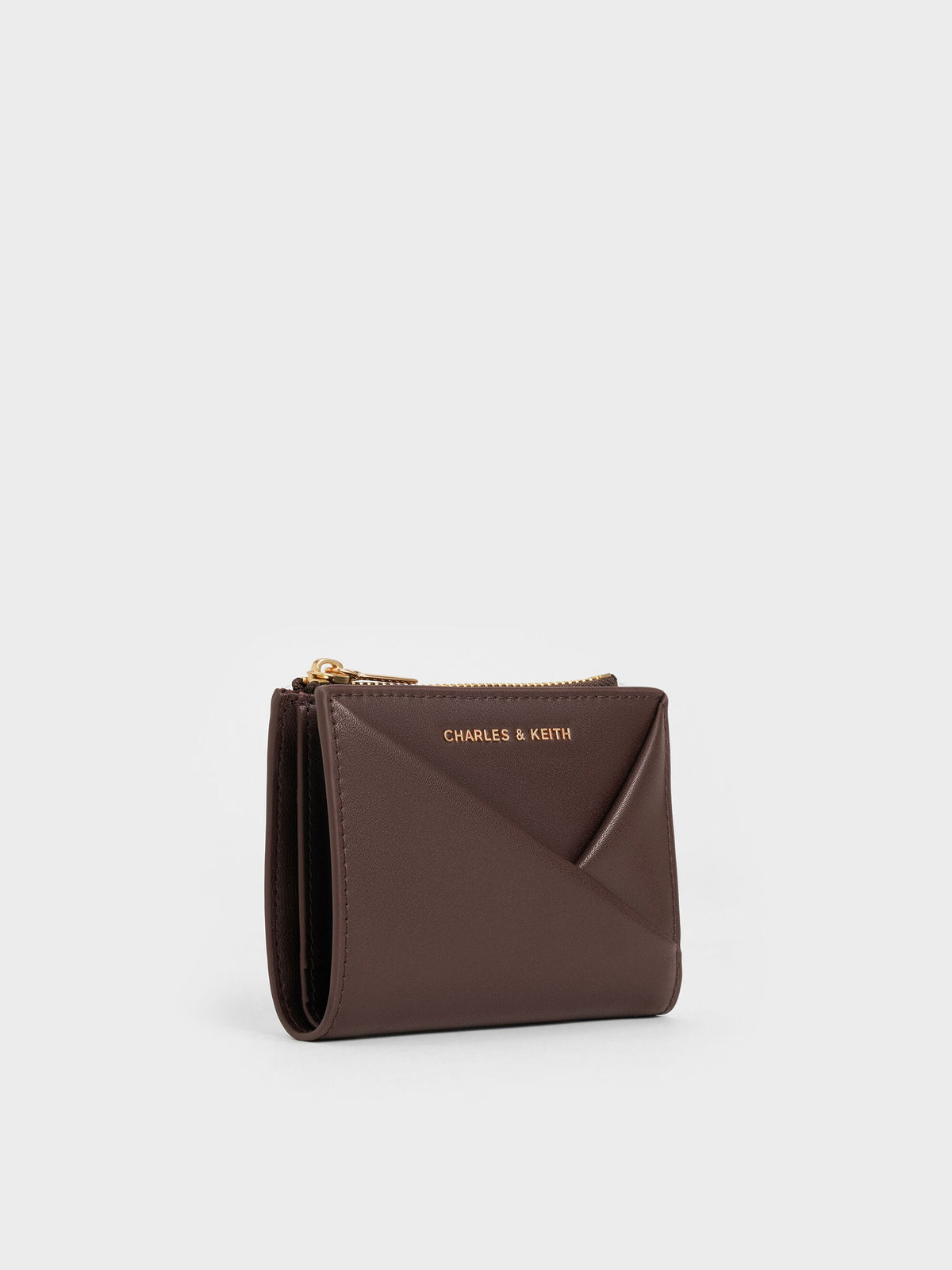 CHARLES & KEITH Latest / Midori Geometric Top-Zip Wallet - Espresso Brown