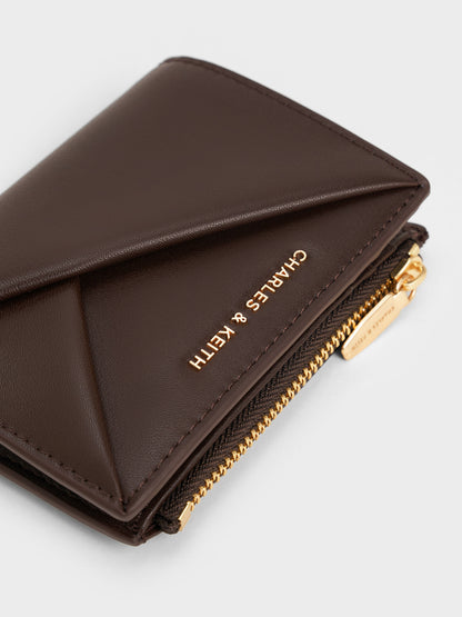 CHARLES & KEITH Latest / Midori Geometric Top-Zip Wallet - Espresso Brown