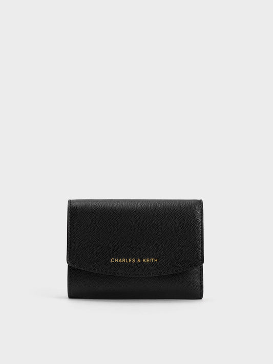 CHARLES & KEITH Signature / Briony Curved Flap Wallet - Black