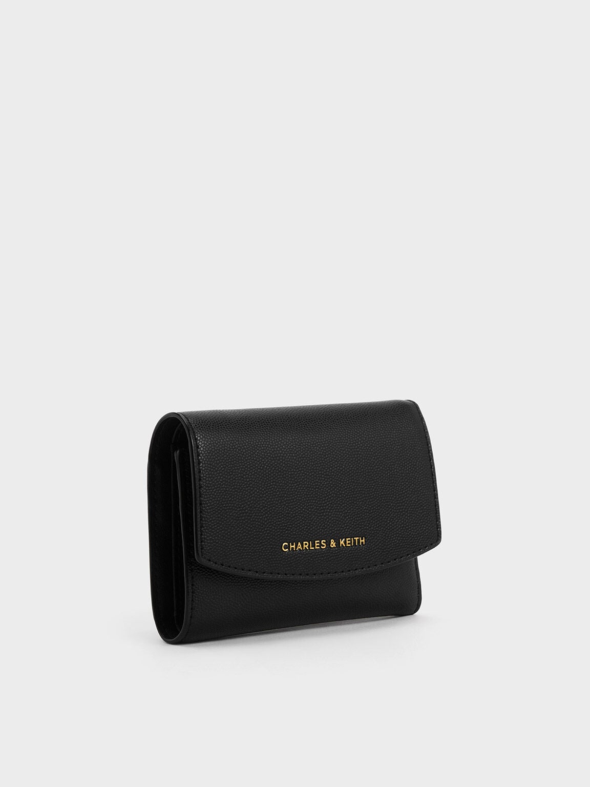CHARLES & KEITH Signature / Briony Curved Flap Wallet - Black