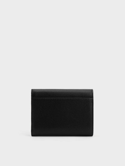 CHARLES & KEITH Signature / Briony Curved Flap Wallet - Black