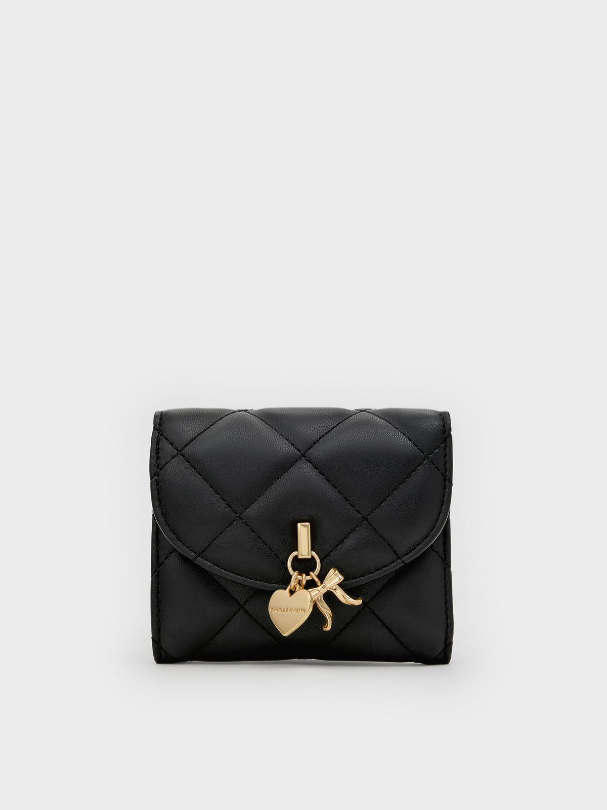 CHARLES & KEITH Value / Arrietty Quilted Curved-Flap Wallet - Black