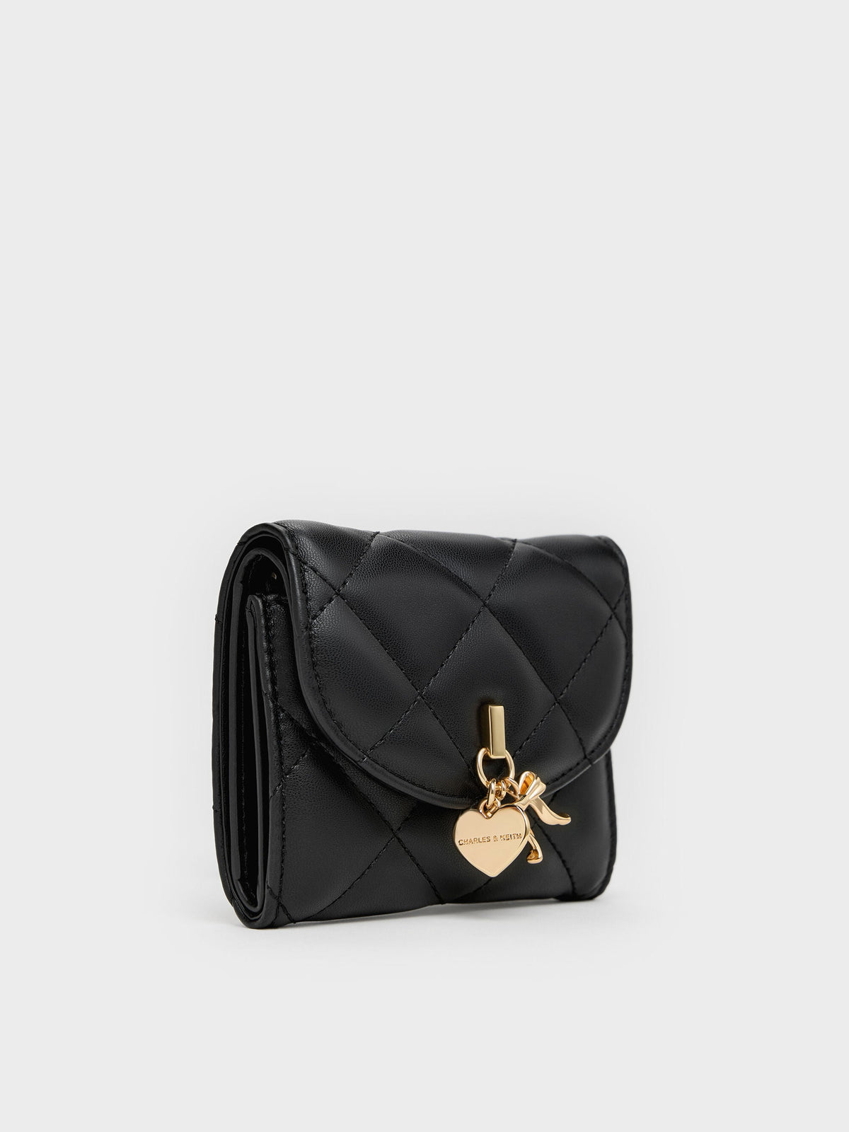 CHARLES & KEITH Value / Arrietty Quilted Curved-Flap Wallet - Black