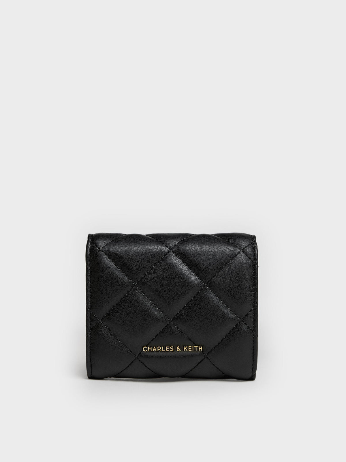 CHARLES & KEITH Value / Arrietty Quilted Curved-Flap Wallet - Black