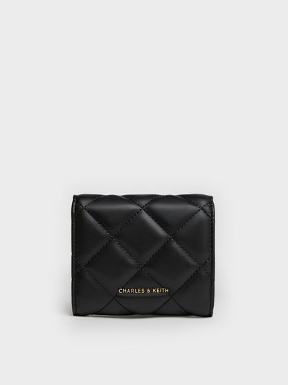 CHARLES & KEITH Value / Arrietty Quilted Curved-Flap Wallet - Black