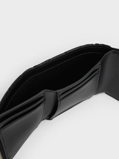 CHARLES & KEITH Value / Arrietty Quilted Curved-Flap Wallet - Black