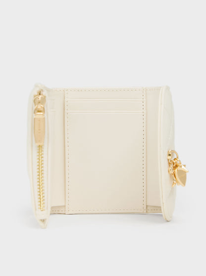 CHARLES & KEITH Essential / Arrietty Quilted Curved-Flap Wallet - Cream