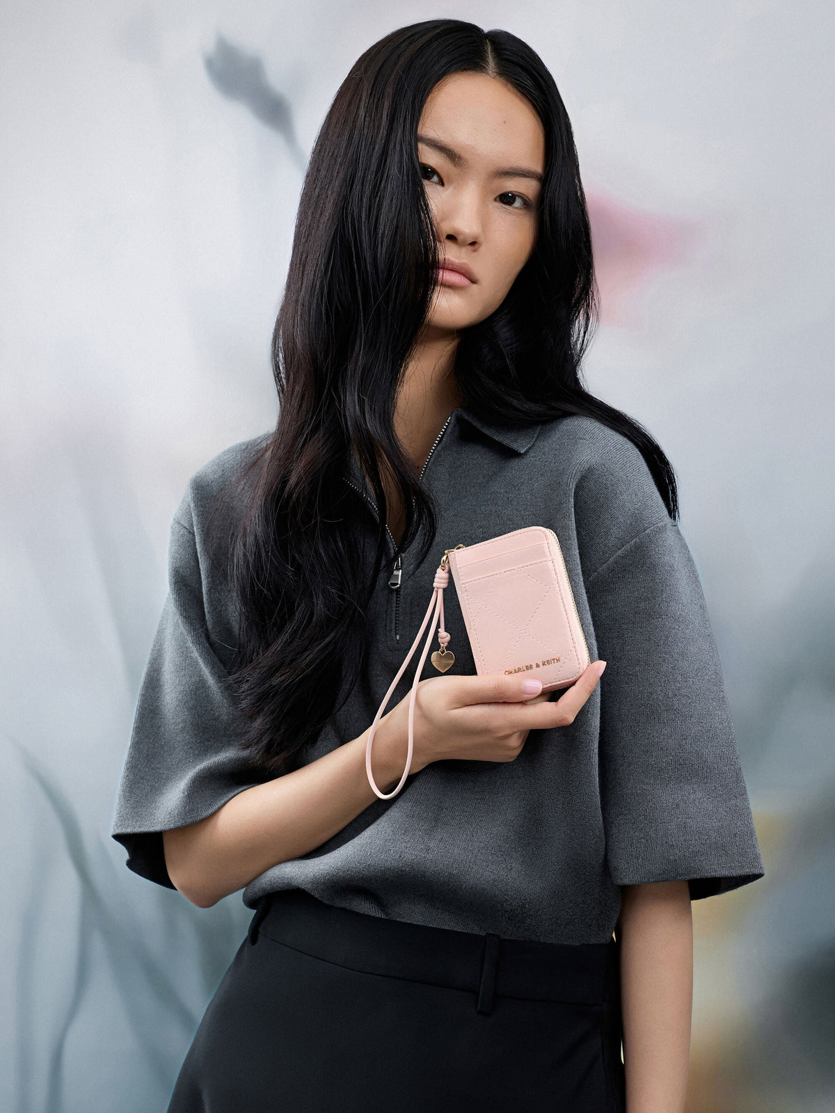 CHARLES & KEITH Featured / Apfra Quilted Wristlet - Pink