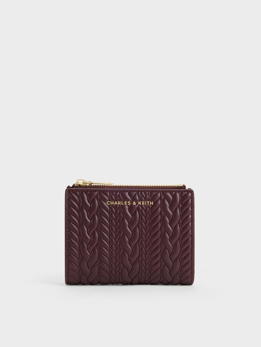 CHARLES & KEITH Featured / Apolline Textured Top-Zip Wallet - Wineberry Red