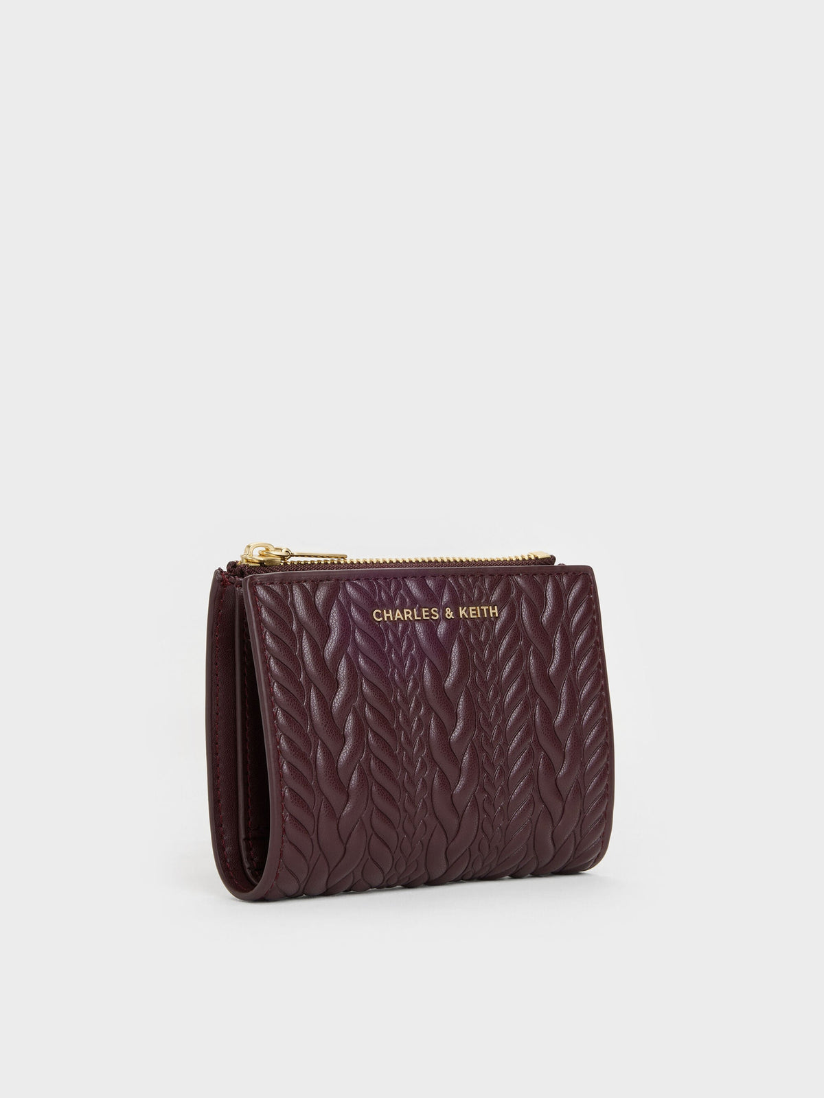 CHARLES & KEITH Featured / Apolline Textured Top-Zip Wallet - Wineberry Red