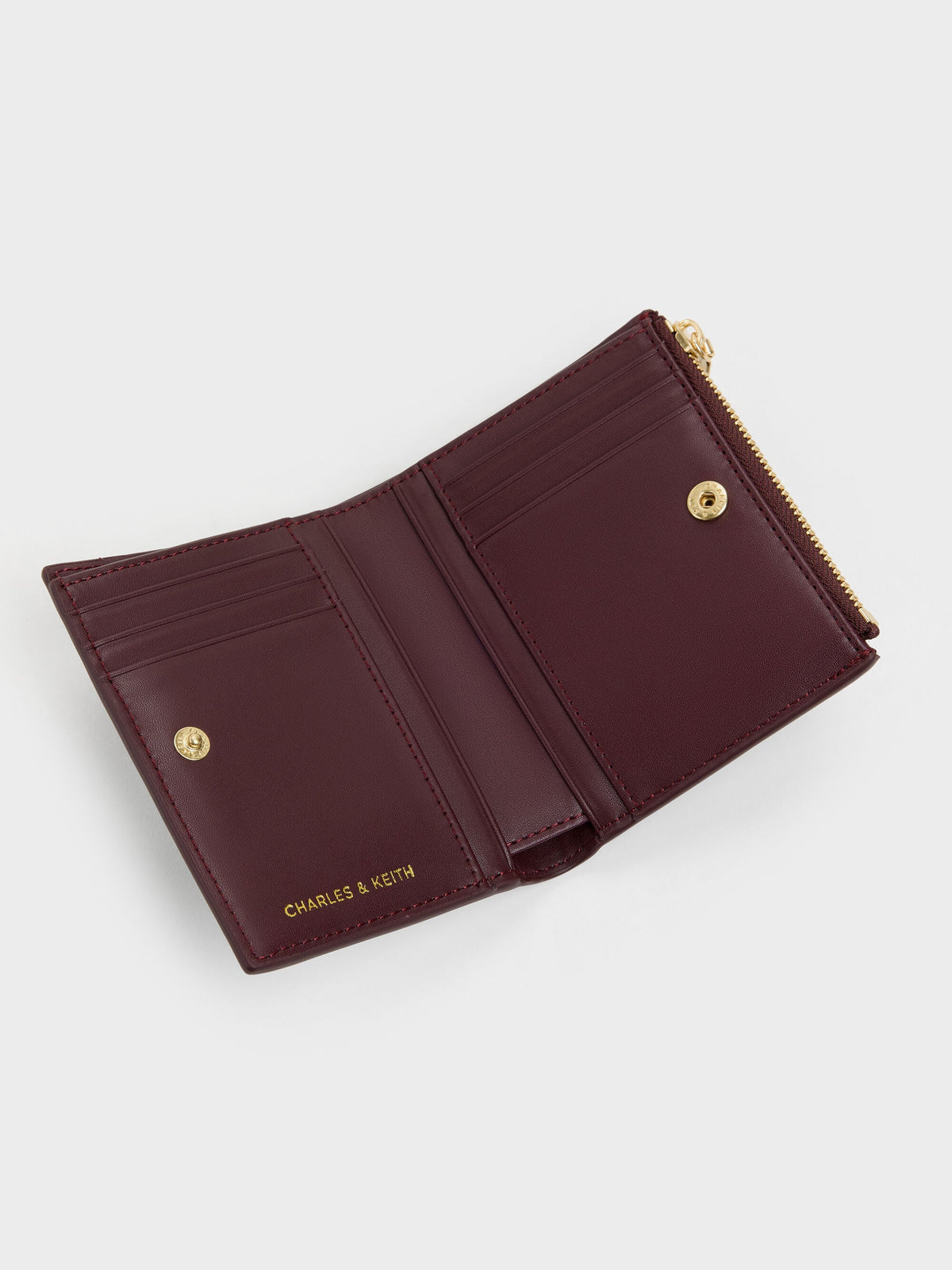 CHARLES & KEITH Featured / Apolline Textured Top-Zip Wallet - Wineberry Red