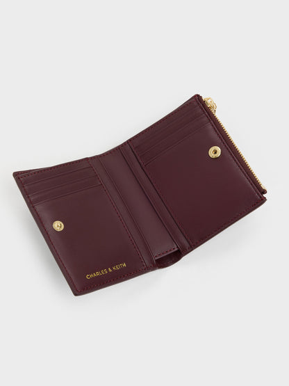 CHARLES & KEITH Featured / Apolline Textured Top-Zip Wallet - Wineberry Red
